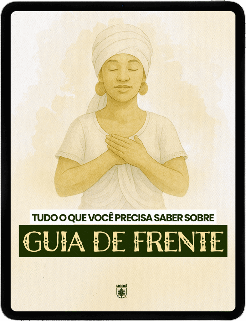 ipad com e-book guia de frente na tela